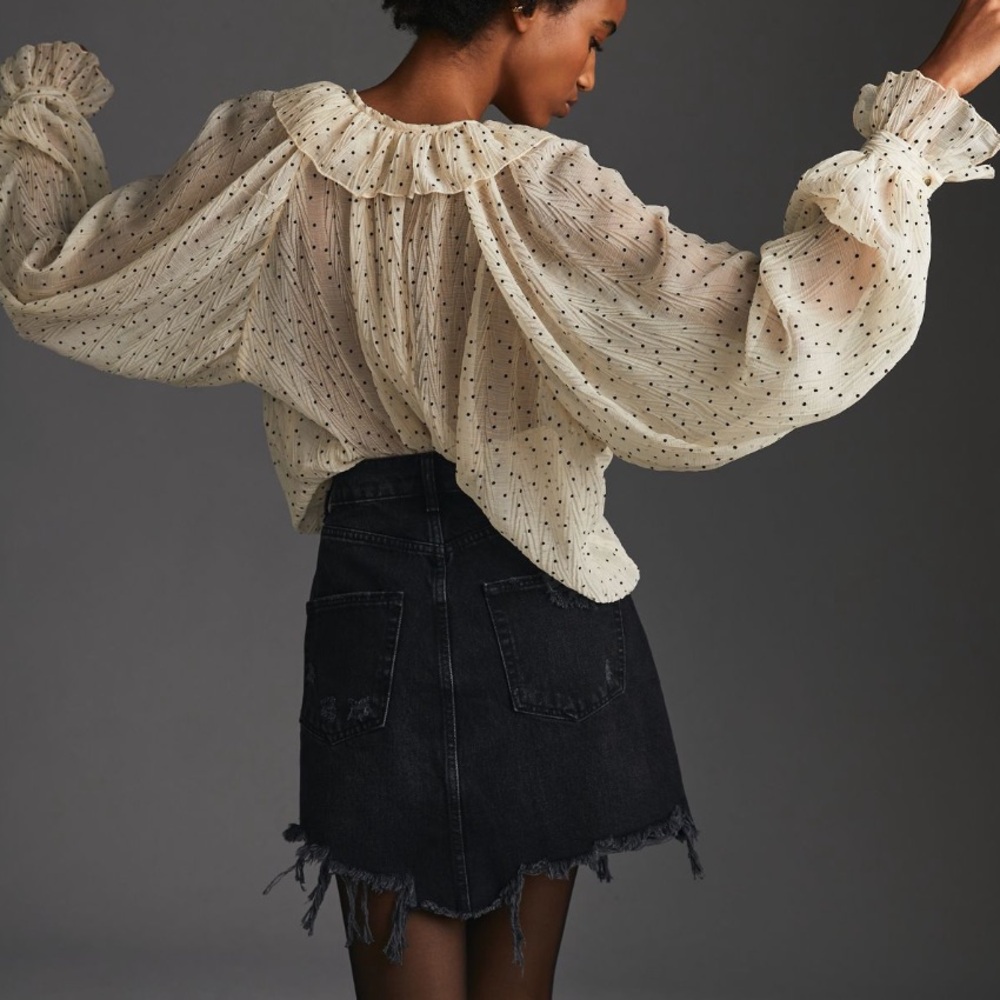 NWT Anthropologie Pilcro Destroyed Denim Mini Skirt - Picture 3 of 14